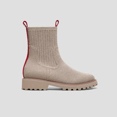 Round-Toe Lug Sole Wool Ankle Boots (Flora)