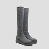 Round-Toe Knee-High Wool Wedge Boots (Eduarda)