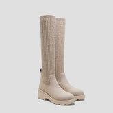 Round-Toe Knee-High Wool Wedge Boots (Eduarda)