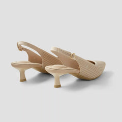 Pointed-Toe Kitten Slingback Heels (Selena)