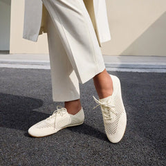 Round-Toe Lace-Up Mesh Sneakers (Yara)