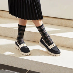 Round-Toe Platform Chunky Heel Loafers (Francesca)