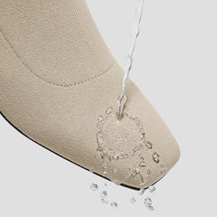 Square-Toe Water-Repellent Block Heeled Boots (Regina Pro)