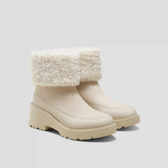 Faux Fur Platform Chunky Wedge Boots(Elaine)