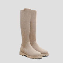 Round-Toe Stretchy Wool Knee-High Boots (Filipa)