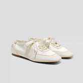 Square-Toe Lace-Up Satin Sneakerina (Cristina)