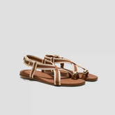 Square-Toe Slingback Toe Ring Sandals (Derorice)