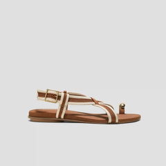 Square-Toe Slingback Toe Ring Sandals (Derorice)