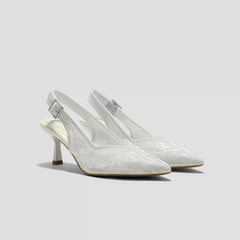 Pointed-Toe Lace Reborn™ Slingback Heels (Addison)
