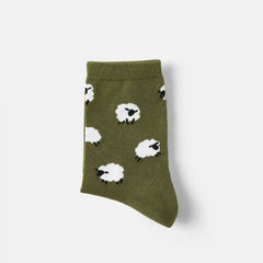 1 Pair Animal Jacquard Crew Socks (Aubrey)