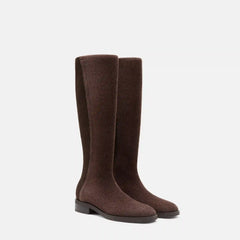 Square-Toe Knee-High Boots (Aida)