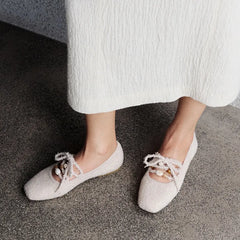Square-Toe Lace-Up Mary Janes (Miley)