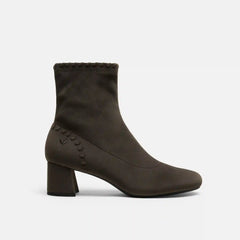 Round-Toe Velvet Whipstitched Ankle Boots (Rhoda)