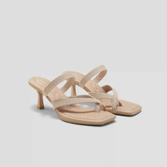 Square-Toe Mid Heel Strappy Sandals (Alina)