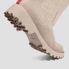 Round-Toe Lug Sole Wool Ankle Boots (Flora)