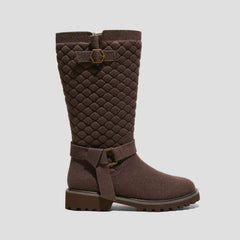 Wool biker boots with round toe and mid-height sole (Faith)