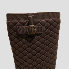 Wool biker boots with round toe and mid-height sole (Faith)