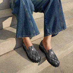 Round-Toe Platform Chunky Heel Loafers (Francesca)