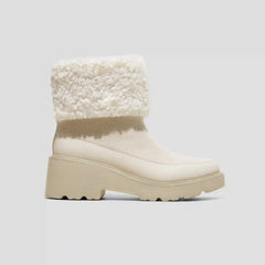 Faux Fur Platform Chunky Wedge Boots（Elaine）