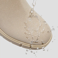 Square-Toe Water-Repellent Heeled Boots (Gisella)