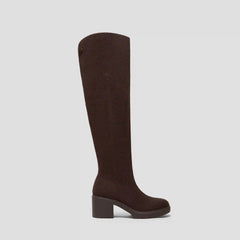 Fold-Over Square-Toe Knee-High Boots (Gia)
