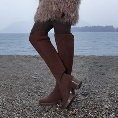 Fold-Over Square-Toe Knee-High Boots (Gia)