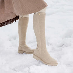 Round-Toe Stretchy Wool Knee-High Boots (Filipa)