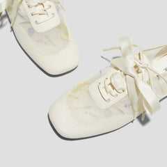 Healing Garden｜Square-Toe Lace-Up Sneakerinas (Cristina)