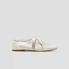 Square-Toe Lace-Up Satin Sneakerina (Cristina)
