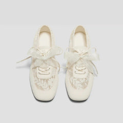 Square-Toe Lace-Up Sneakerinas (Cristina)