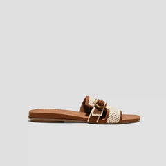 Square-Toe Flat Sandals (Delia)