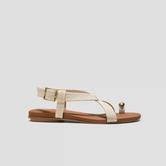 Square-Toe Slingback Toe Ring Sandals (Derorice)