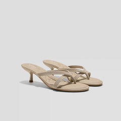 Round-Toe Kitten-Heel Sandals (Emeline)