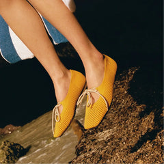 Margot Square-Toe Mesh Flats (Makayla)