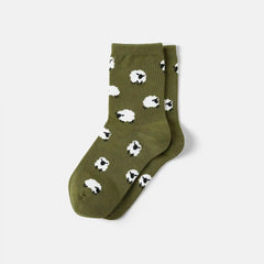1 Pair Animal Jacquard Crew Socks (Aubrey)