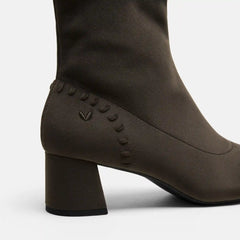 Round-Toe Velvet Whipstitched Ankle Boots (Rhoda)