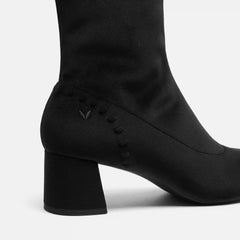 Round-Toe Velvet Whipstitched Ankle Boots (Rhoda)