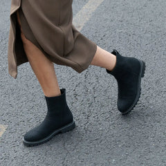 Round-Toe Wool Ankle Boots (Freja)