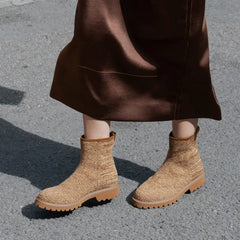 Round-Toe Wool Ankle Boots (Freja)